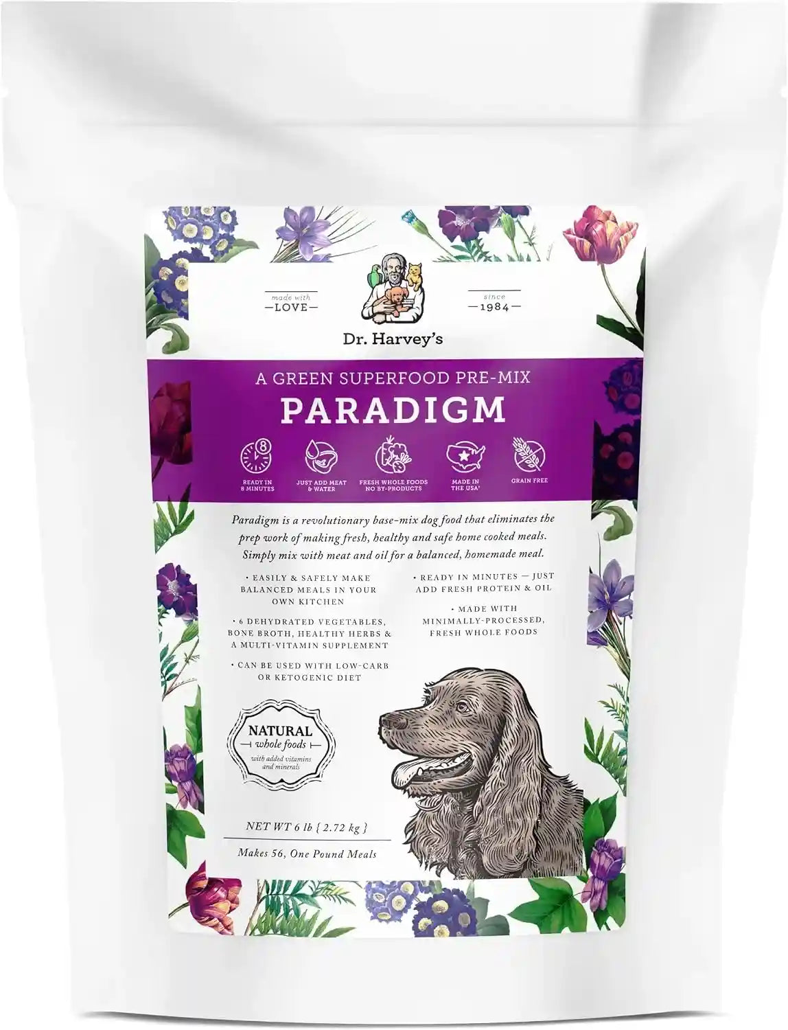 dr-harveys-paradigm-green-superfood-dog-food-human-grade-dehydrated-grain-free-base-mix-for-dogs-diabetic-low-carb-ketogenic-diet-6-pounds