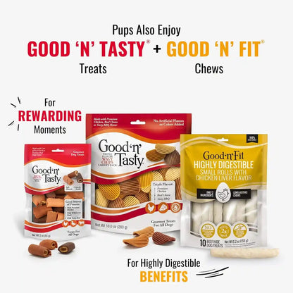 GOOD 'N' FUN Mini Rolls Long-Lasting Treat for Small Dogs, with Real Proteins, Beef Hide and Premium Chicken, Supports Dental Health, Mental Stimulation, 8 Oz10