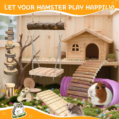 40 PCS Hamster Toys Set, Guinea Pig Toys Enrichment Hamster Tubes and Tunnels, Rat Enrichment Toy with Bridge, Seesaw, Swing, Ball for Gerbils, Chinchillas, Dwarf and Syrian Mouse2
