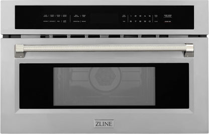 ZLINE Autograph Edition 30 In. 1.6 Cu Ft. Built-In Convection Microwave Oven in Stainless Steel and Polished Nickel Helix Handle (MWOZ-30-KPN)1