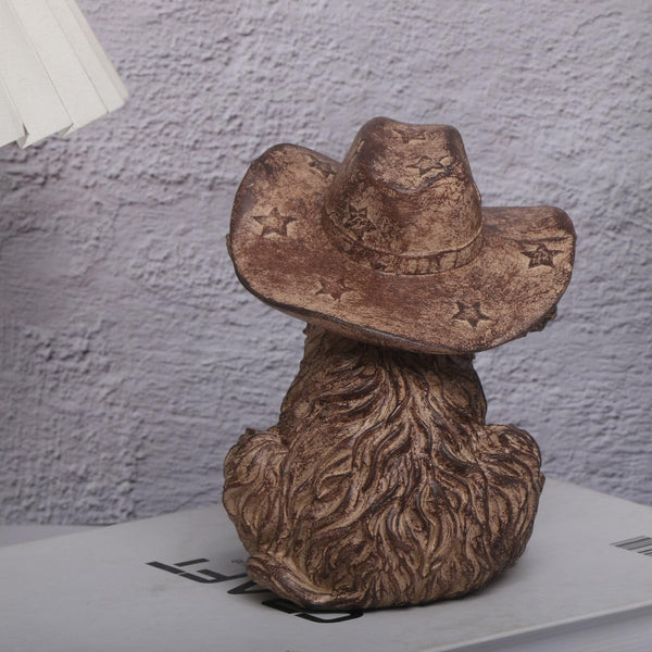 Vintage Western Cowboy Animal Figurine - Resin Decorative Statue with Star-Embellished Hat, Rustic Home Décor Accent for Shelf/Table, Collectible Gift for Western Enthusiasts (NIUZAI)4