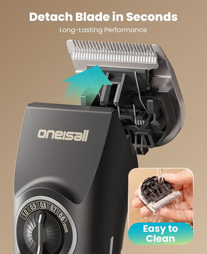 Oneisall Dog Clippers for Grooming Thick Heavy Coats | Low Noise,5 Blade Lengths,Detachable Blade,Fits Wahl'S 3379,3332-3339 Metal Guards,Long Battery Life,High-Speed,4 Guide Combs7