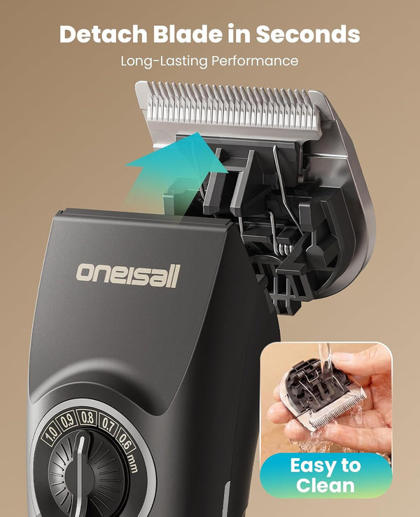 Oneisall Dog Clippers for Grooming Thick Heavy Coats | Low Noise,5 Blade Lengths,Detachable Blade,Fits Wahl'S 3379,3332-3339 Metal Guards,Long Battery Life,High-Speed,4 Guide Combs7