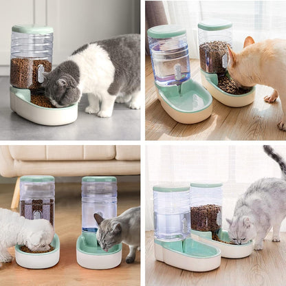Kacoomi Automatic Dog Cat Feeder and Water Dispenser Gravity Food Feeder and Waterer Set with Pet Food Bowl for Small Medium Dog Puppy Kitten, Large Capacity 1 Gallon X 26