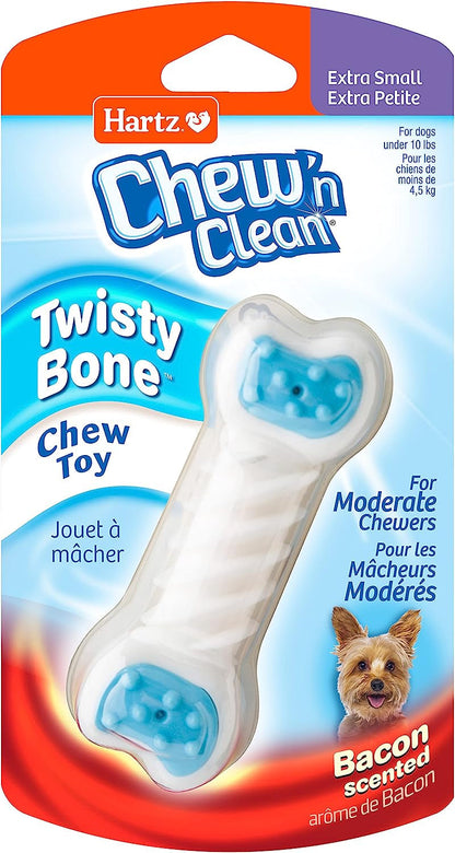 Hartz Chew ‘N Clean Twisty Bone Dog Chew Toy, Bacon Scented for Moderate Chewers, Extra Small1