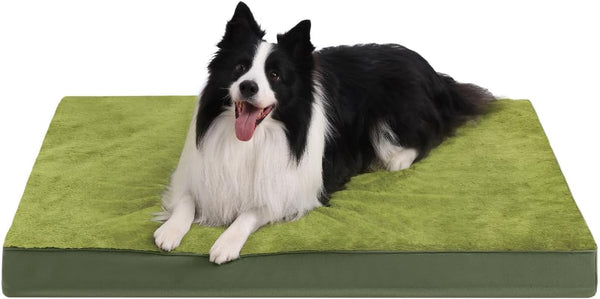 KSIIA Orthopedic Dog Bed for Large Dogs with Waterproof Lining, Grey, 35X22 | Deluxe Soft Plush Dog Crate Bed, Washable Pet Mat with Removable Cover & Egg Crate Foam for Large Dogs Sleeping & Relaxing26