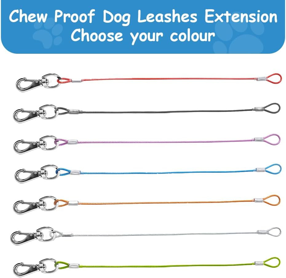 chew-proof-dog-leash-2pack-metal-cable-lead-no-tangle-multiple-dog-leashes-for-small-and-medium-dogs-heavy-duty-leash-extender-for-collars-harnesses2-pack-black-20in-50cm