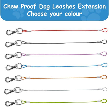 Chew Proof Dog Leash - 2Pack Metal Cable Lead,No Tangle Multiple Dog Leashes for Small and Medium Dogs- Heavy Duty Leash Extender for Collars & Harnesses(2 Pack Black, 20In/50Cm)6