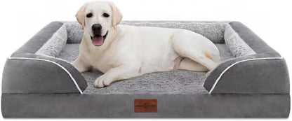Comfort Expression Orthopedic Dog Bed for Extra Large Dogs with Bolster | Waterproof Dog Couch Bed with Washable Cover & Non-Slip Bottom, Supportive Egg Crate Foam XL Pet Bed, 42X30 Inch142