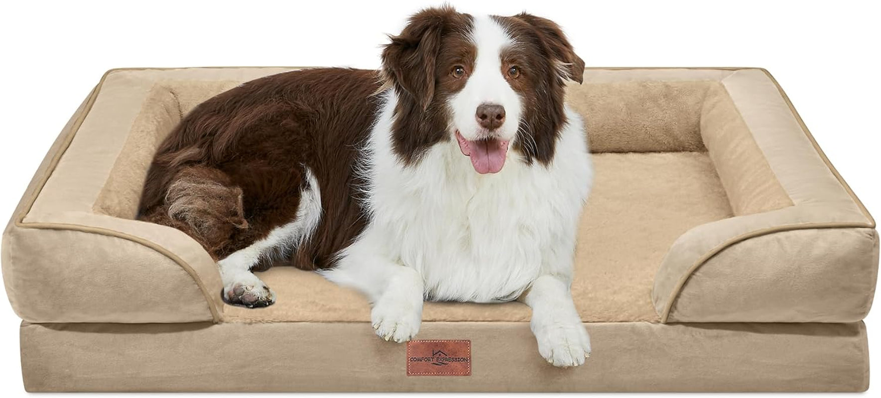 comfort-expression-orthopedic-dog-bed-for-extra-large-dogs-with-bolster-waterproof-dog-couch-bed-with-washable-cover-non-slip-bottom-supportive-egg-crate-foam-xl-pet-bed-42x30-inch