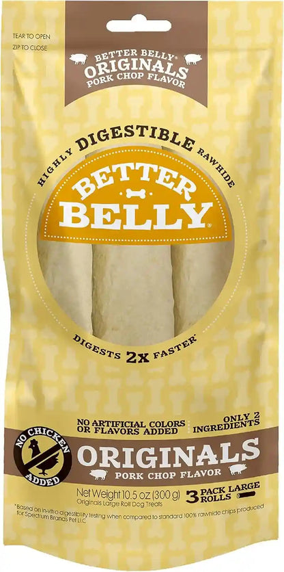 Better Belly Highly Digestible Rawhide Large Roll Chews, 3 Count (Pack of 1)13