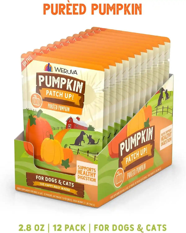 Weruva Pumpkin Patch Up!, Pumpkin Puree Pet Food Supplement for Dogs & Cats, 2.80Oz Pouch (Pack of 12)2