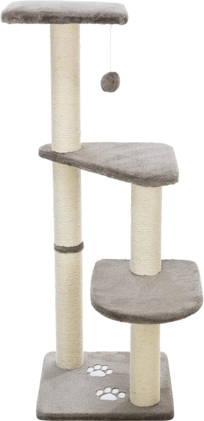 TRIXIE Altea Cat Tree, Tall Scratching Posts, 3 Elevated Platforms, Dangling Cat Toy, Cat Playground, Platinum Gray3