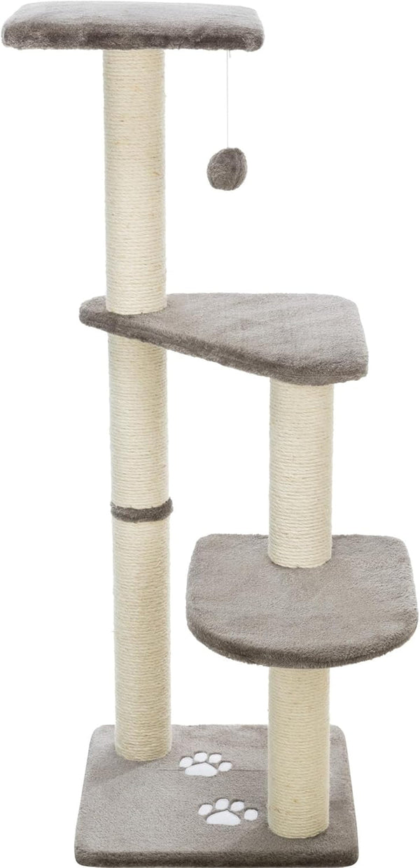 TRIXIE Altea Cat Tree, Tall Scratching Posts, 3 Elevated Platforms, Dangling Cat Toy, Cat Playground, Platinum Gray3