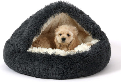 NOYAL round Hooded Donut Dog Bed for Small & Medium Pets - Plush Fluffy Anti-Anxiety Cat Cave Bed with Cover12