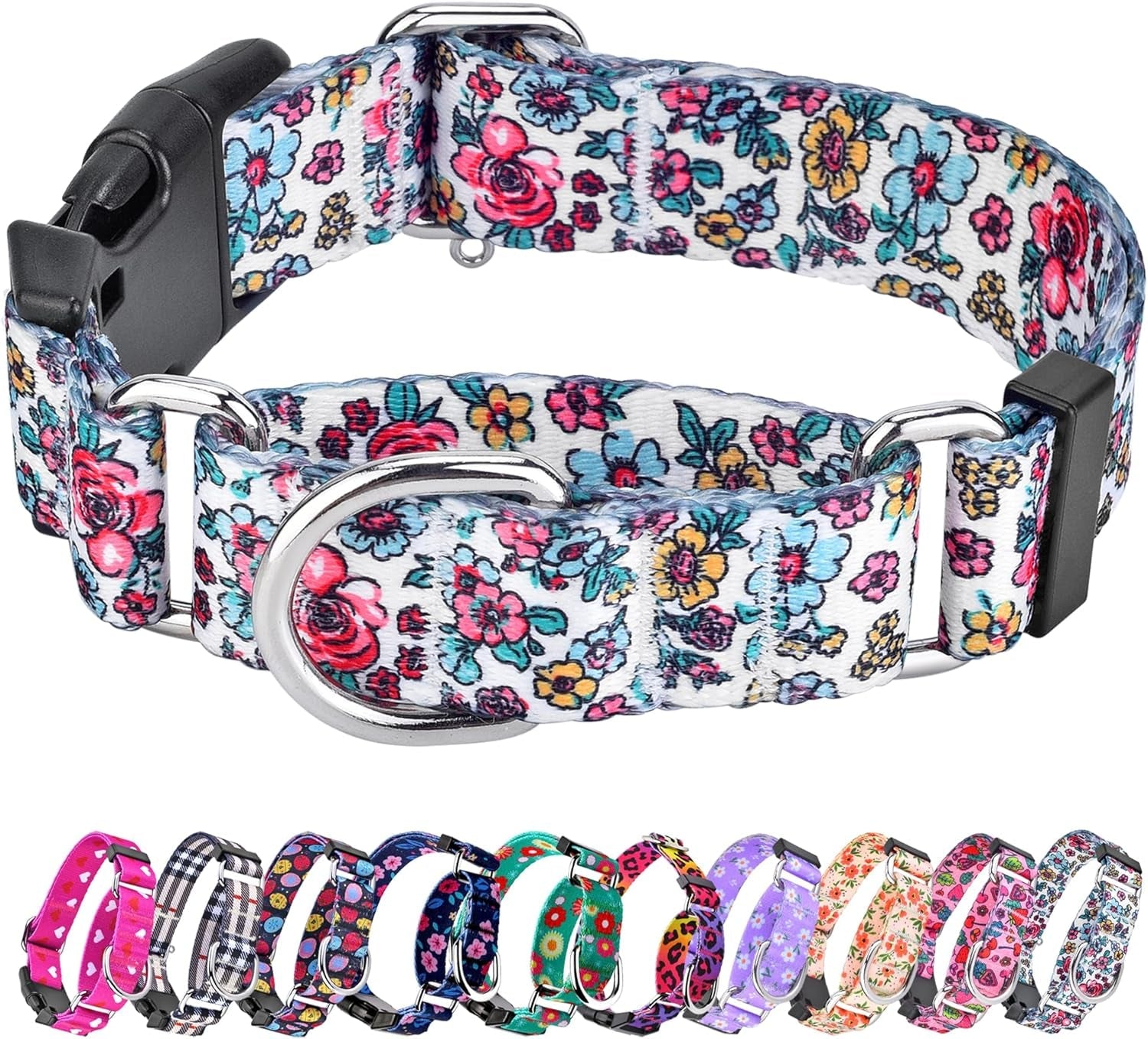 hikiko-martingale-collar-for-dogs-adjustable-soft-nylon-dog-collars-with-cute-patterns-for-small-medium-large-dog-pink-butterfly-medium