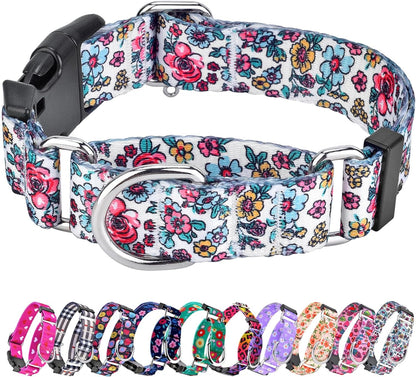 Hikiko Martingale Collar for Dogs Adjustable Soft Nylon Dog Collars with Cute Patterns for Small Medium Large Dog（Pink Butterfly,Medium）20