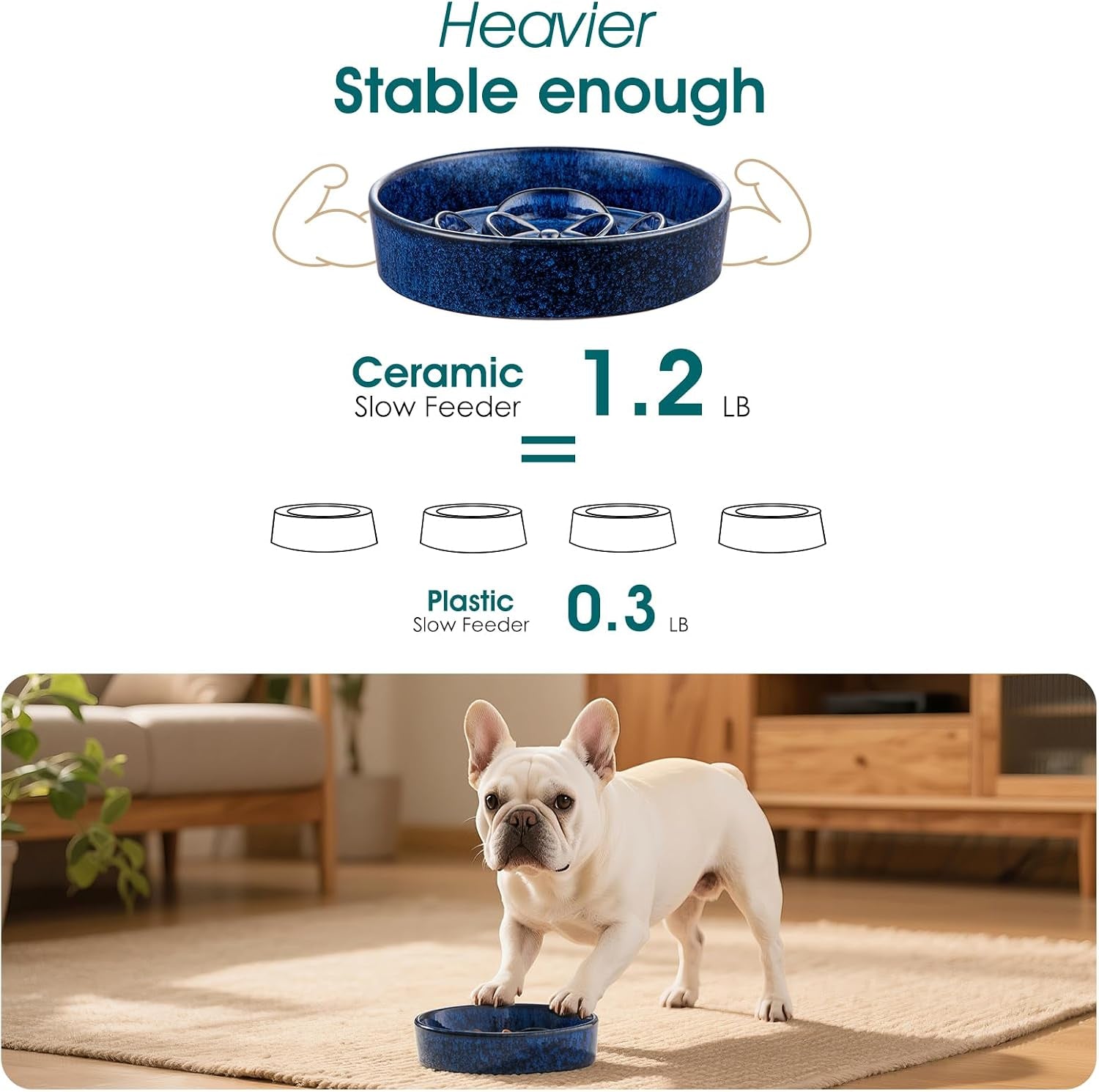vancasso-slow-feeder-dog-bowl-0-6-cups-ceramic-dog-food-dish-for-fast-eaters-small-breed-puzzle-bowl-for-small-dogs-and-cats-blue