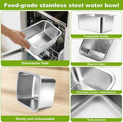 Adjustable Height Elevated Large Dog Water Bowls with Stainless Steel Bowls and Metal Stand，4-Level (8/10/12/14 Inches) Pet Bowl for Dogs for Large Medium Dogs - Durable, Easy to Clean (2Gallon)4