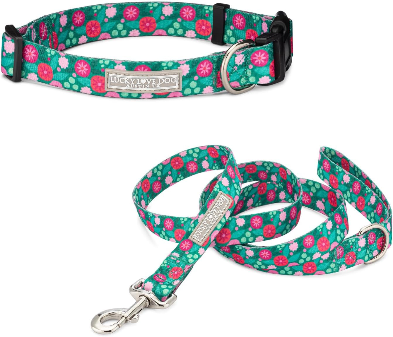 lucky-love-dog-easy-click-buckle-dog-collar-with-leash-set-combo-durable-comfortable-for-male-female-dogs-pet-collar-for-medium-dogs-secure-fit-blackbird-combo-medium