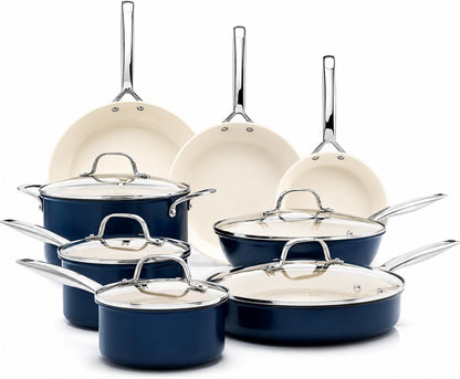 PRO 13Pc Anodized Pots and Pans Set Non Stick Ceramic Cookware | Hard Anodized, Non Toxic PFOA/PTFE/PFOS Free Ceramic & Titanium Coating, Induction Compatible, Oven & Dishwasher Safe1