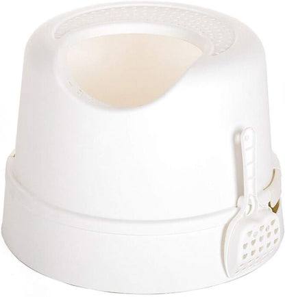 Dog Potty Training Toilet ﻿ Top Entry Cat Litter Bowl Anti-Splashing Toilet Semi-Closed Tray Fully Enclosed(White)1