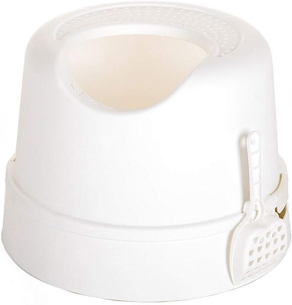 Dog Potty Training Toilet ﻿ Top Entry Cat Litter Bowl Anti-Splashing Toilet Semi-Closed Tray Fully Enclosed(White)1