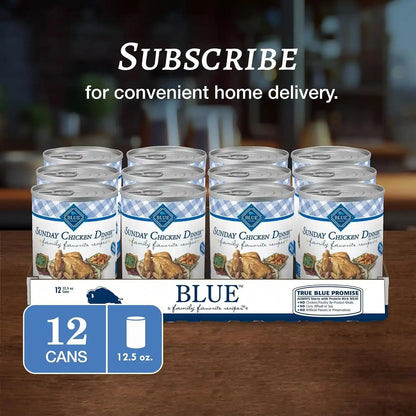 Blue Buffalo Family Favorite Recipes Sunday Chicken Dinner in Gravy Natural Wet Dog Food for Adult Dogs, Grain-Free Recipe with Natural Ingredients, Vitamins & Minerals, 12.5-Oz. Can (12 Count)13