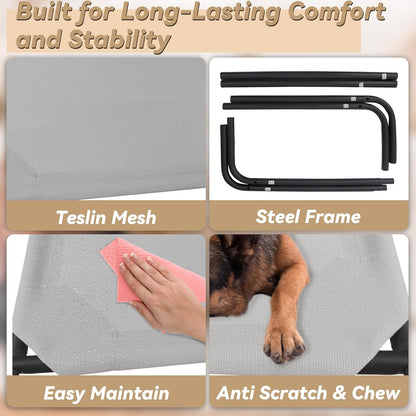 Elevated Dog Bed for Large Dogs, Raised Dog Bed with Breathable Mesh, Non Slip, Easy to Clean, 50.5 Inches, Grey | Raised Dog Bed with Breathable Mesh, Non Slip, Easy to Clean, 50.5 Inches, Grey6