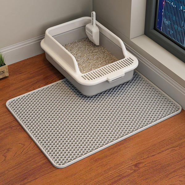 HCY&WLD Cat Litter Mat, 45X26/35X24/30X22/24X18 Inch Double Layer Cat Litter Box Mat, EVA Non-Slip, Waterproof Urine Proof Cat Litter Catcher Mat, Easy Clean Scatter Control (35X24 Inch, Khaki)10