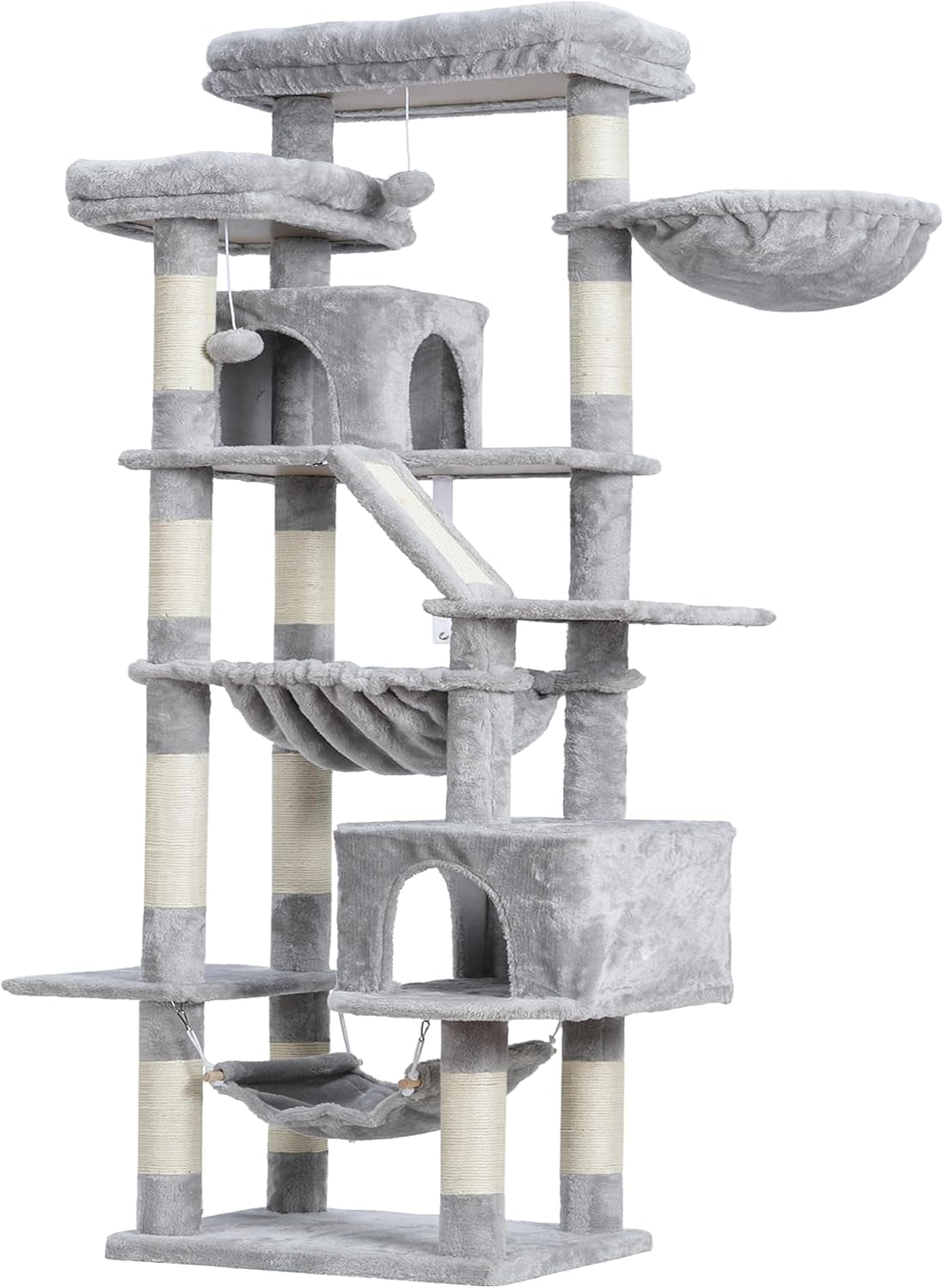 heybly-cat-tree-71-inch-tall-tower-for-indoor-cats-with-2-perches-hct034w-large-cat-furniture-with-2-big-condos-2-hammocks-basket-scratching-pad-multi-level-cat-condo-light-gray