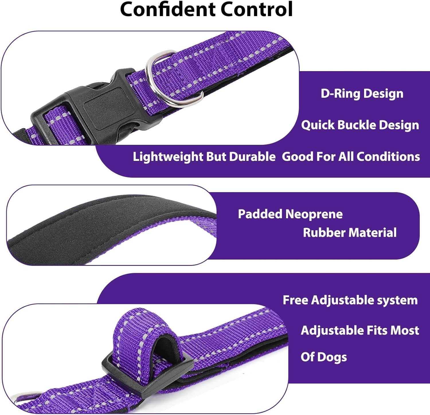 reflective-dog-collar-padded-with-soft-neoprene-breathable-quick-release-basic-dog-collars-for-medium-dogs-purple-girl