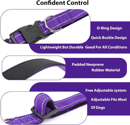 Reflective Dog Collar Padded with Soft Neoprene Breathable Quick Release Basic Dog Collars for Medium Dogs Purple Girl4
