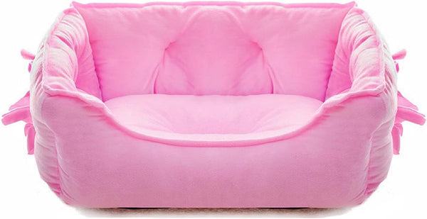 Cute Princess Dog Bed Pink Puppy Bed for Small Dogs Breathable Cat Couch Bowknot Pet Cushion Comfortable Kitten Nest Girl Doggy Sofa, Waterproof Bottom (Pink)9