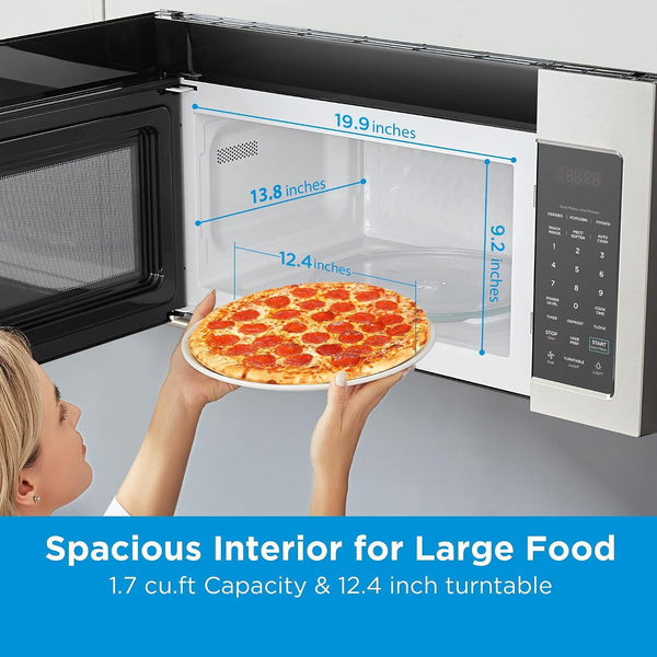 Midea over the Range Microwave Oven, 1.7 Cu.Ft, 1000W, Stainless Steel | Smart Touch Panel, 18 Auto Cook Menus, 300 CFM Ventilation, 10 Power Levels5