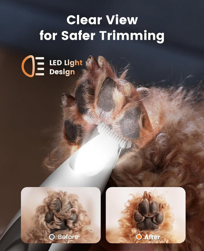 Oneisall Low-Noise Dog Paw Trimmer with LED Light | 35Db Quiet, 0.8Inch Safe Blade for Paws, Ears, Face & Rump, Cordless, Pet Paw Grooming Clippers for Dogs & Cats3