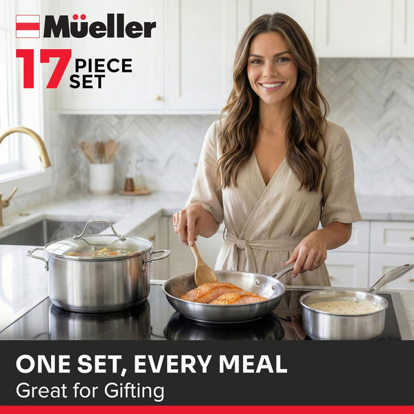 17-Piece Stainless Steel Pots and Pans Set, Tri-Ply Ultra-Clad Pro | Cookware Set, Induction Ready, Oven Safe, Even-Heat Aluminum Core, Includes Skillets, Saucepans, Dutch Oven, Stockpot9