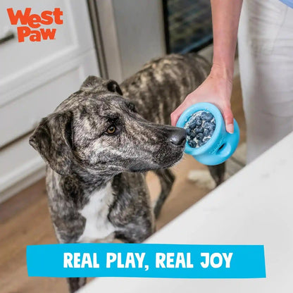 WEST PAW Zogoflex Toppl Interactive Treat Dispensing Puzzle Dog Toy for Mental Stimulation & Enrichment-Holds Kibble & Treats-Lickable, Freezable & Dishwasher Safe-Made in Usa-Large-Aqua Blue8