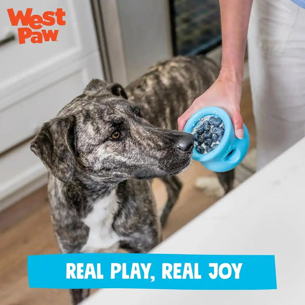 WEST PAW Zogoflex Toppl Interactive Treat Dispensing Puzzle Dog Toy for Mental Stimulation & Enrichment-Holds Kibble & Treats-Lickable, Freezable & Dishwasher Safe-Made in Usa-Large-Aqua Blue8