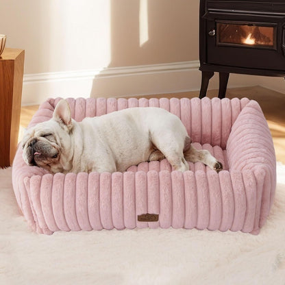 Bedsure Comfyfleece™ Cute Dog Bed for Small Medium Dogs Washable,25In Cream | Furry Puppy Beds,Square Rectangle Orthopedic Corduroy Aesthetic Pet Beds,Removable Zipper Cover,Non-Slip Bottom,Up to 15 Lbs19