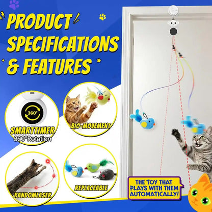 Interactive Cat Toys for Indoor Cats - Automatic Laser Cat Toys, Flying Bird Feather Cat Wand Toy, Best Kitten & Adult Cat Enrichment Stimulation Toy Hanging Electric Kitty Toys for Bored Cats (Beige)2