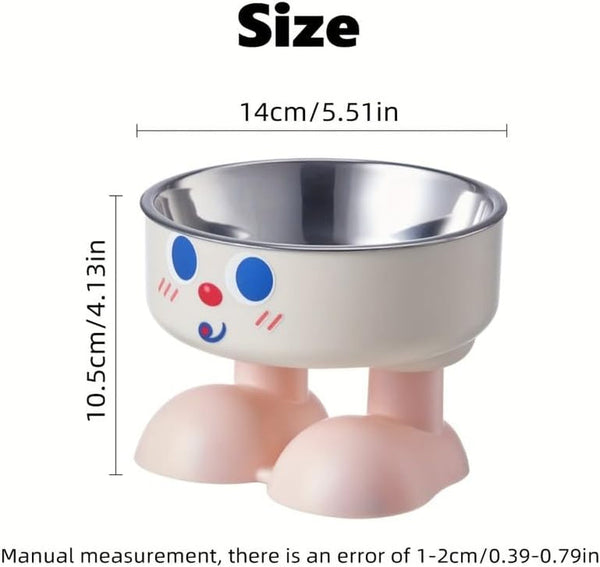 A New Mischievous Face Cartoon Pet Bowl, Stainless Steel High-Neck Cat Bowl for Feeding and Watering, Dog Bowl, Dog Dining Plate (Pink)7