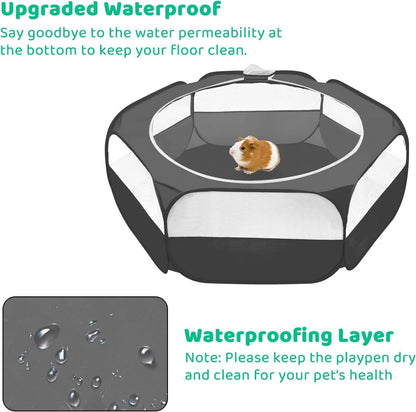 Amakunft Small Animal Pop-Up Playpen with Mesh Cover, 47'' X 23.6'' X 15'' Chicken Brooder Box, Play Pen Indoor Outdoor for Guinea Pigs, Bunny, Rabbits, Ferrets, Chinchillas, Kittens | Indoor/Outdoor, Water-Resistant, Chicken Brooder, Travel Playpen for Rabbits, Ferrets, Hamsters and Kittens6