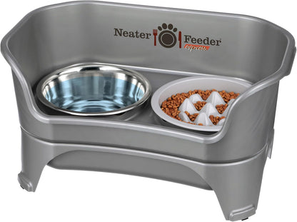 Neater Feeder Express Mess Proof Dog Bowls Elevated for Small Breeds under 15 Lb, Made in USA, No Spill Raised Dog Food Bowl Stand, Stainless Steel Food and Water Bowl Set, Feeding Station, Cappuccino34