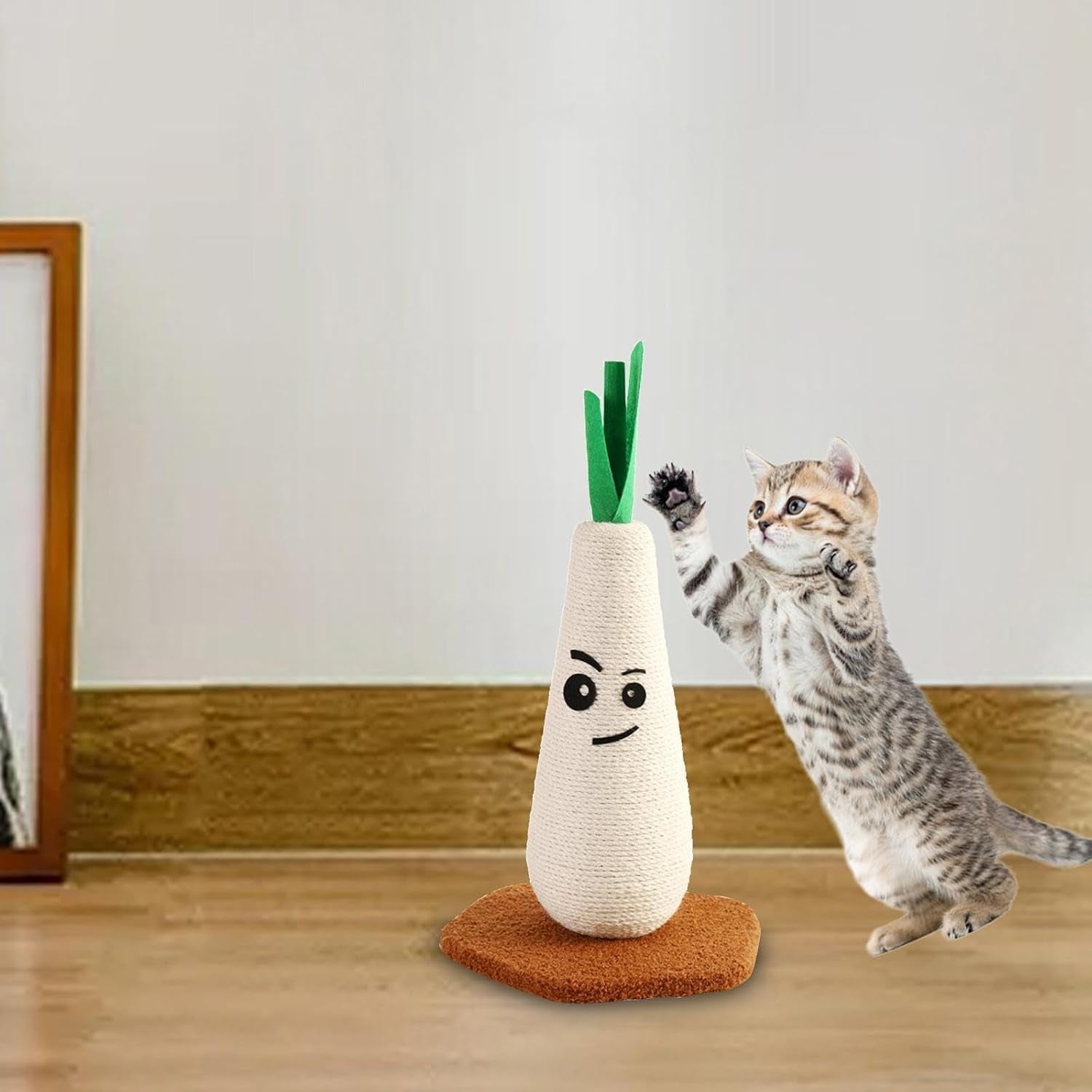 post-cute-kitten-cats-tree-scratching-posts-15-tall-scratcher-board-er-for-indoor-cats-kitty-playing-25x25x39cm-white-and-green