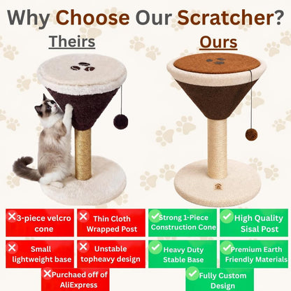 Casamila Espresso Martini Cat Scratcher 20", Cat Scratching Post, Cat Scratching Tree, Cat Post, Scratching Post for Indoor Cats, Modern Cat Tree with Bed, Martini Cat Tree, Cute Novelty Cat Post3