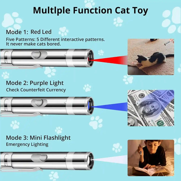 Waputne Cat Toy for Indoor Cats, 2 Pieces, USB Rechargeable Kitten Toys with 7 Adjustable Patterns, Interactive Chase Toys for Indoor Cats & Dogs, Training & Exercise Fun7