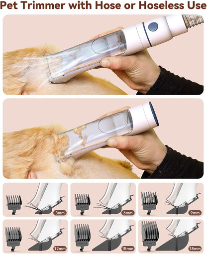 Oneisall Dog Grooming Vacuum Kits with Clipper | Exatra Large 3L Dust Cup,13Kpa 3 Suction,Clipper,Nail Grinder & Shedding Brush 7 in 1 Grooming Kits,Low Noise,Bm37