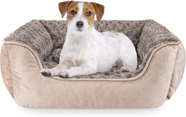 JOEJOY Rectangle Dog Bed for Large Medium Small Dogs - Washable Orthopedic Sofa Bed, Soft Breathable Puppy & Pet Cuddler, Durable Calming Dog Bed with Anti-Slip Bottom, Multiple Sizes, Beige16