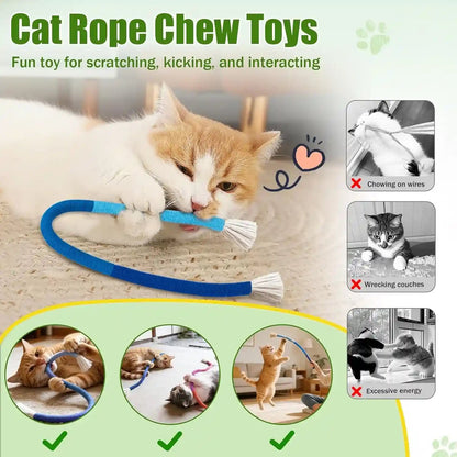 Retro Shaw Cat Toys Chew Ropes with Natural Catnip, 23.6 Inches, 3 Pack | Safe Teeth Cleaning String, for Indoor Cats, Soft Sisal Material, Interactive Fun Cats Nip Kicker2